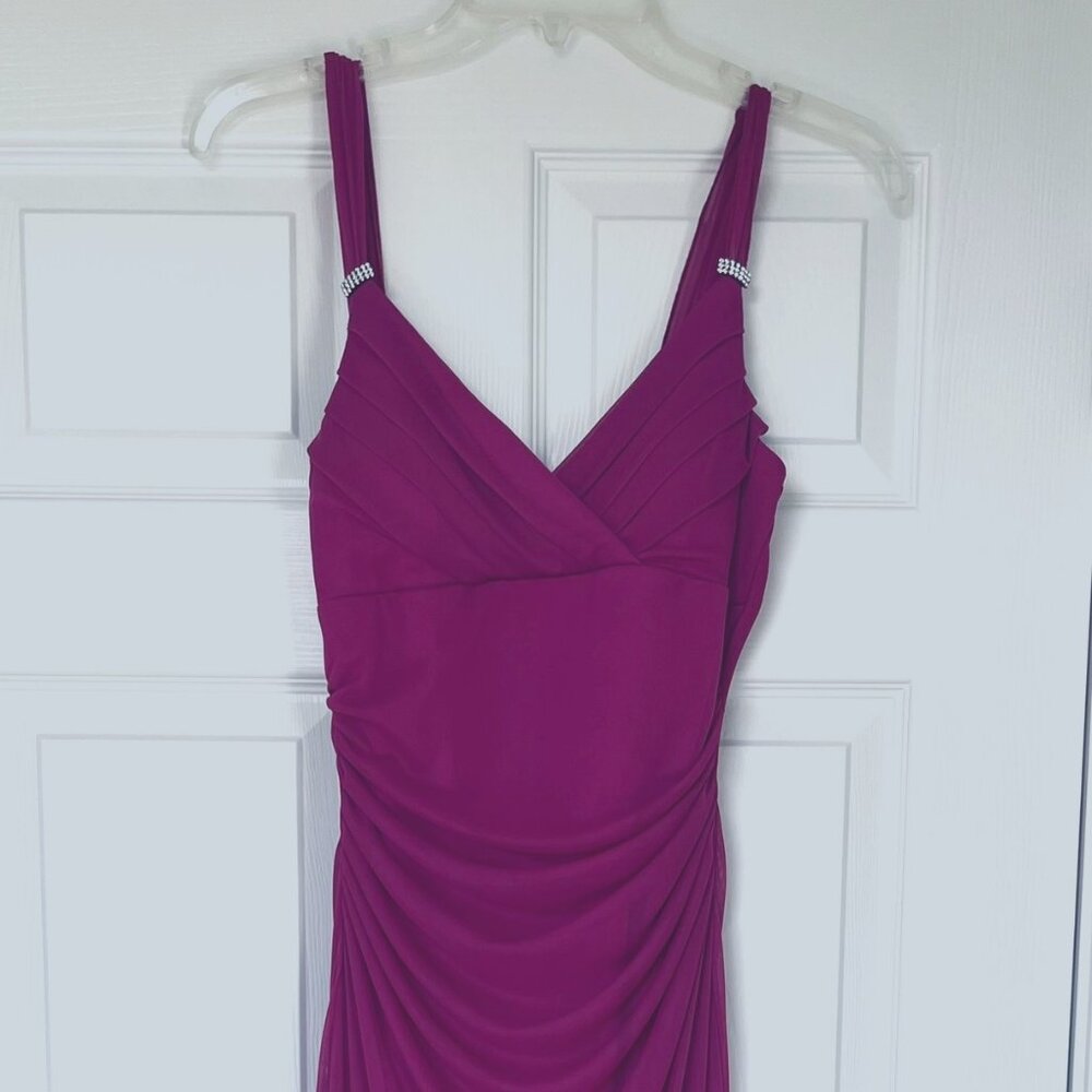 Hot Pink Bodycon High-low Midi Dress Medium Stretch